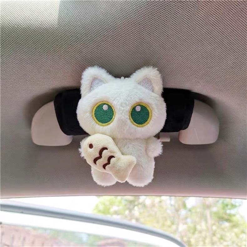 Cute cartoon kitten car door handle cover, interior handle protector, roof grab handle cover, car decoration