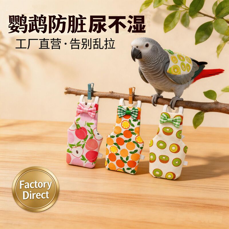 Cross-Border Parrot Diapers, Bird Clothing with Poop Bags, Special Diapers for Cockatiels, Lovebirds, and Parakeets, Adjustable Flight Suits