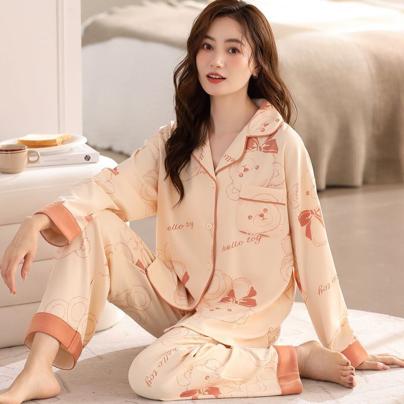 Pajamas for Women Spring & Fall Long-Sleeved 2025 New Casual Large Size Cotton High-End Home Clothes