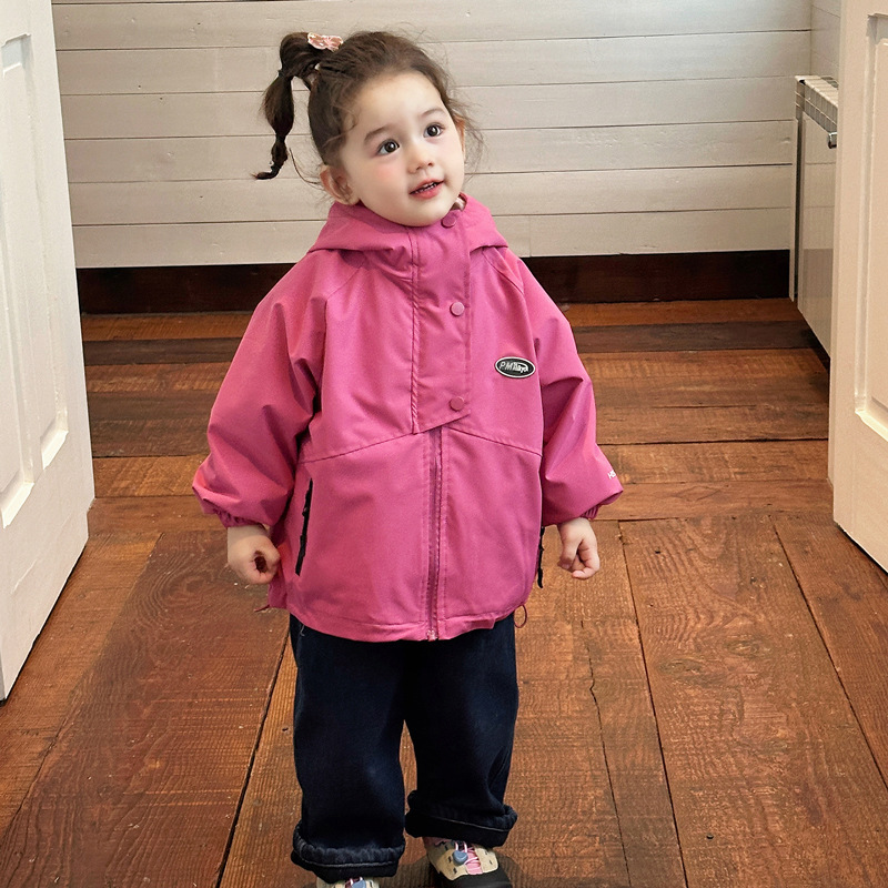 Girls' Autumn and Winter Jackets, Children's Fleece-Lined and Thickened 3-in-1 Windproof and Warm Casual Hooded Coat for Baby Girls