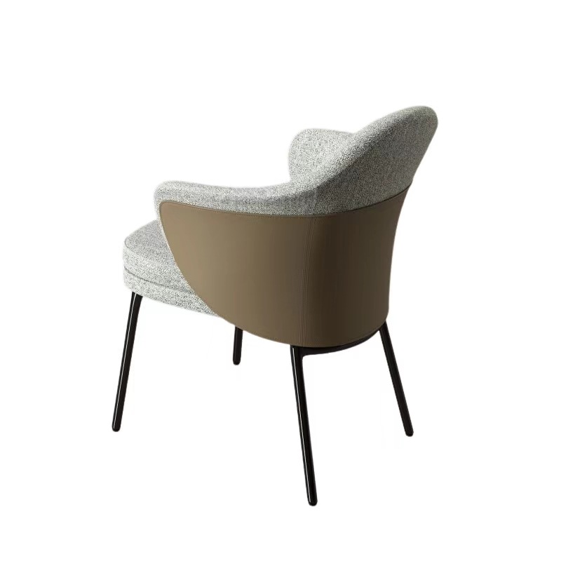 회색 코튼 린넨 다크 브라운 가죽