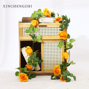 Ten artificial big rose rattan wedding indoor air conditioning pipe ceiling covering decoration artificial flower vine winding
