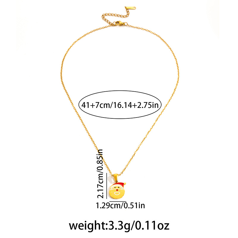 7g Weight 0.03µm Gold Plating Thickness Electroplated Gold Plating Process Golden Plated Plating Material 201 Stainless Steel Pendant Material Pendant Necklace Classification 201 Stainless Steel Chain Material cable chain Chain Type 1 Piece Quantity Holiday, Daily Occasion 201 Stainless Steel Material Santa Claus, Number Pattern Women's Gender Cute Style Plating Craft Fashionable Stainless Steel Christmas Necklace For Women 26 Small Letter Pendants Versatile Minimalist Choker Trendy Accessory 32