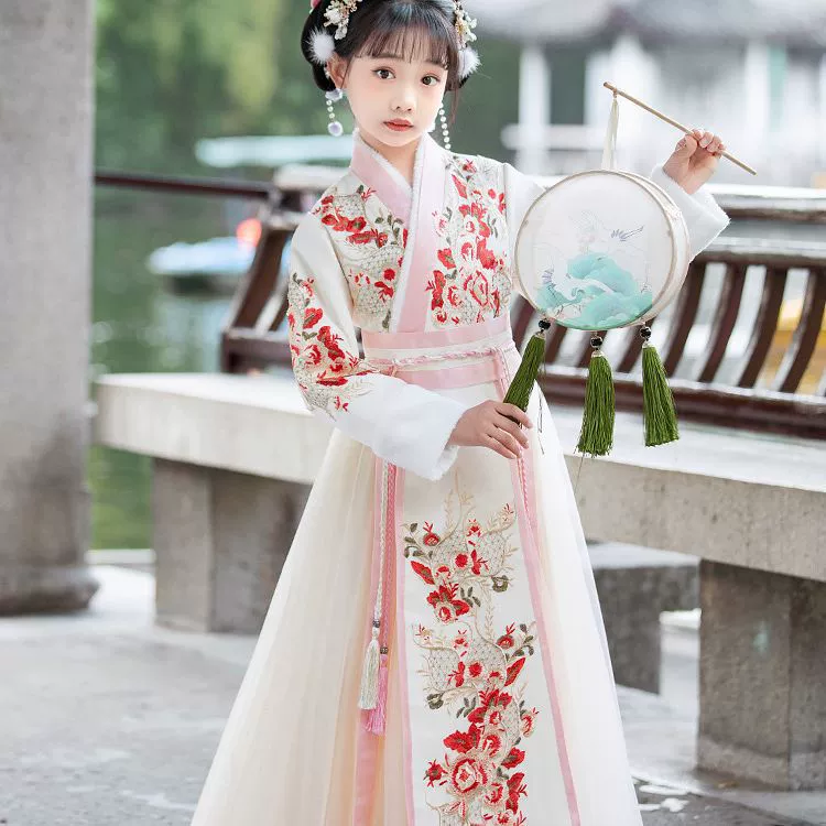 Демисезонный Hanfu, детская юбка для девочек, китайский стиль