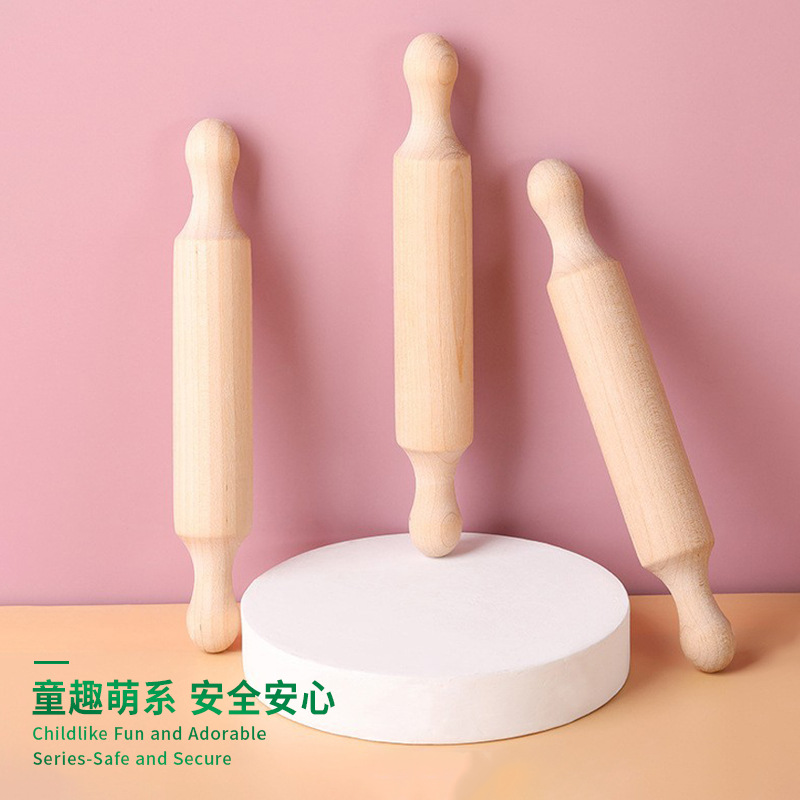 Mini rodillo de madera cocina para hornear rodillo natural ecológico niños DIY rodillo en stock al por mayor