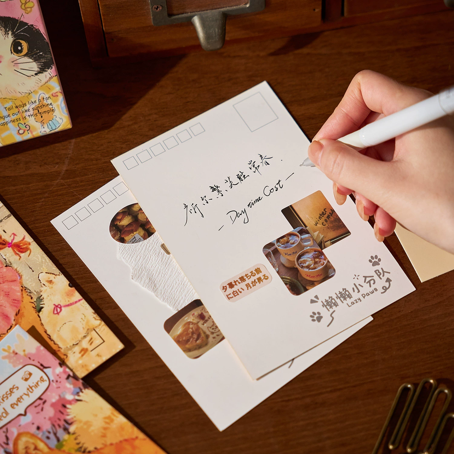 早沫 Boxed postcards Lazy Squad Series Cute diary collage material student message postcards