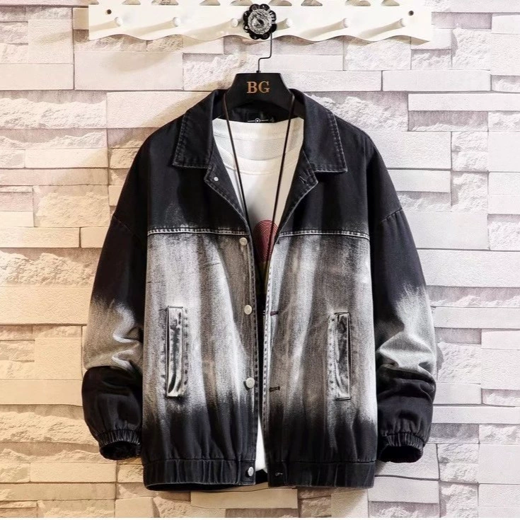 Denim men's autumn trend jacket, for beloved, gradient
