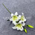 6头星3花3蕾百合花花3D可水洗塑料假花新娘手捧花演讲台献礼花