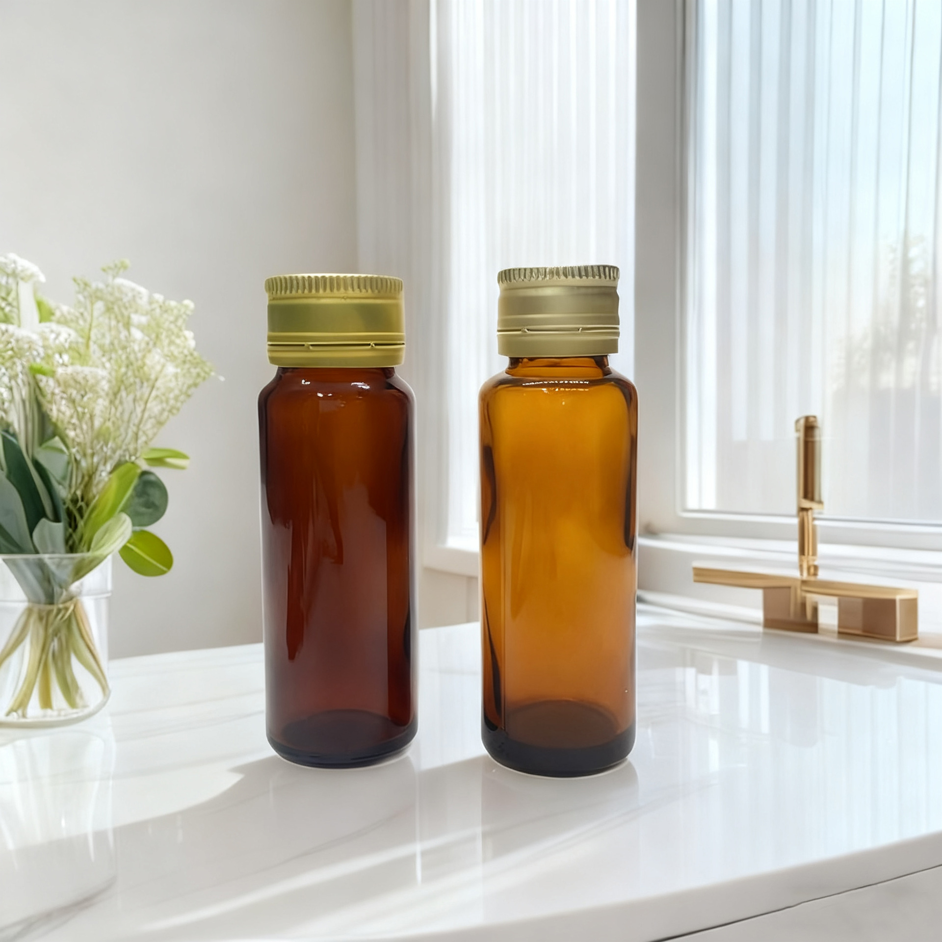 口服液茶色避光精油瓶药油精华液玻璃容器包装包材25ml茶色精油瓶