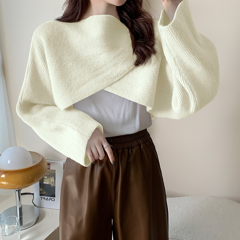 24 invierno Puyuan estilo neutro japonés y coreano ropa casual de punto chaqueta de cuello grueso suéter suelto