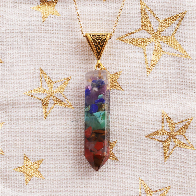 wholesale jewelry irregular shape semi-precious stone pendant stainless steel necklace nihaojewelry