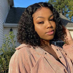 Amazon Foreign Trade African False Hair for European and American Women Black Wavy Short Wavy False Hair Full Head Suit Acrylic Fiber Wholesale