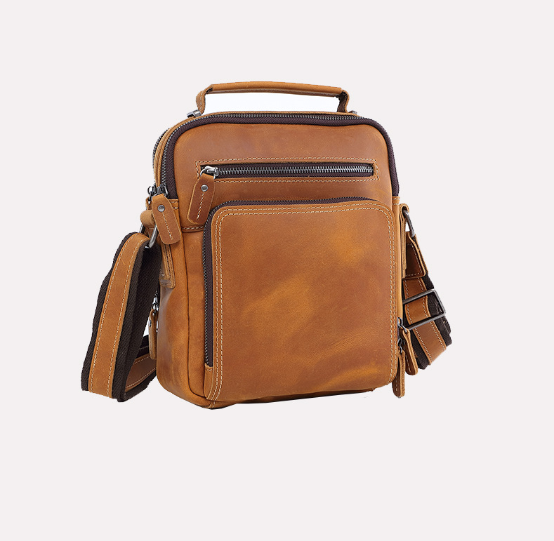 New business shoulder bag, men's leather bag, Crazy Horse leather messenger bag, casual retro large-capacity leather._ipsvogv.com