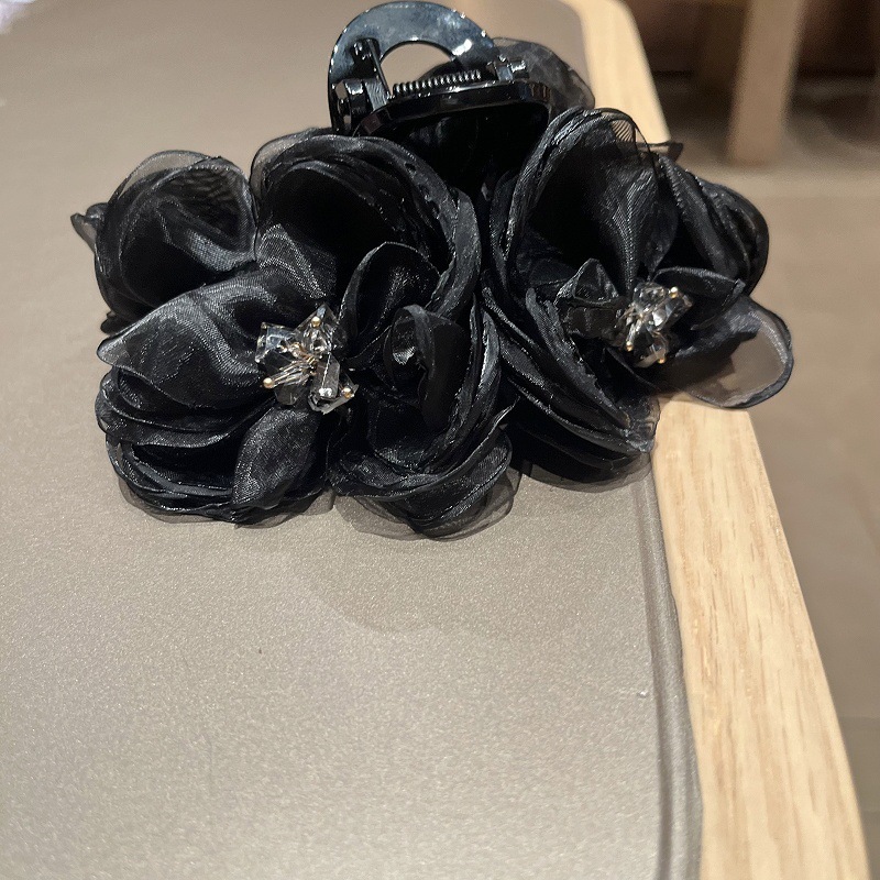 スーパーフェアリーフレンチロマンチックニッチホリデークリップ花びらヘアピン立体メッシュ大輪ヘアアクセサリーヘアピン女性用|undefined