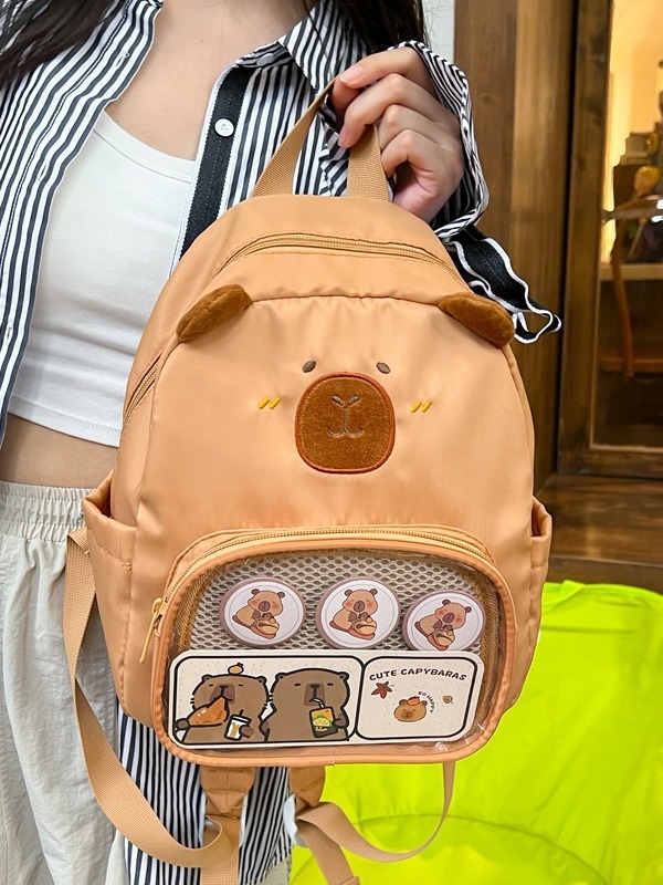 Mochila Transparente de Capibara de Lona, Transpirable y Resistente al Desgaste, para Uso Diario
