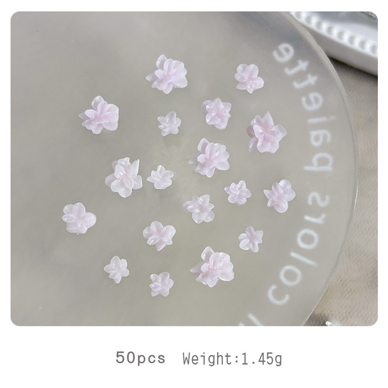 新款软雕花美甲饰品大小混装ins国风立体粉白蓝紫色花朵diy指甲钻|undefined