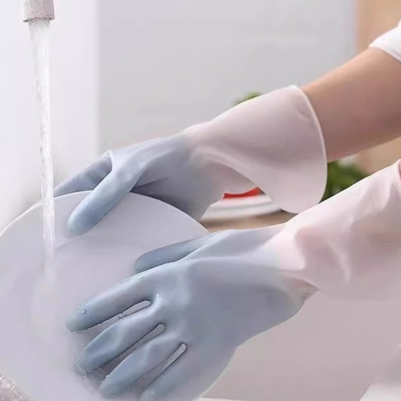 家事手袋キッチン食器洗い手袋グラデーションカラーのゴム手袋家庭用トイレ家事クリーニング耐摩耗性ゴム手袋|undefined