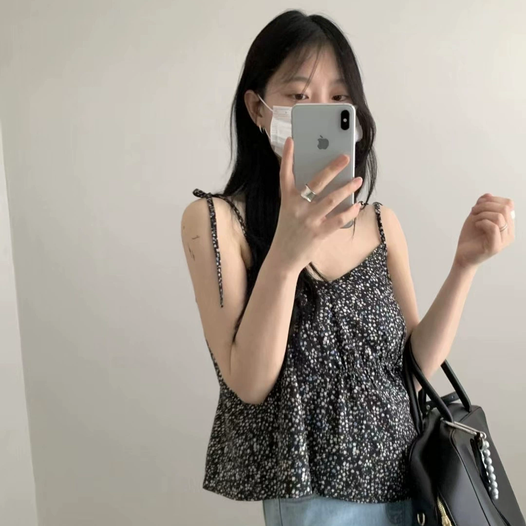 Корейская версия V-образного выреза маленький подтяжка без рукавов