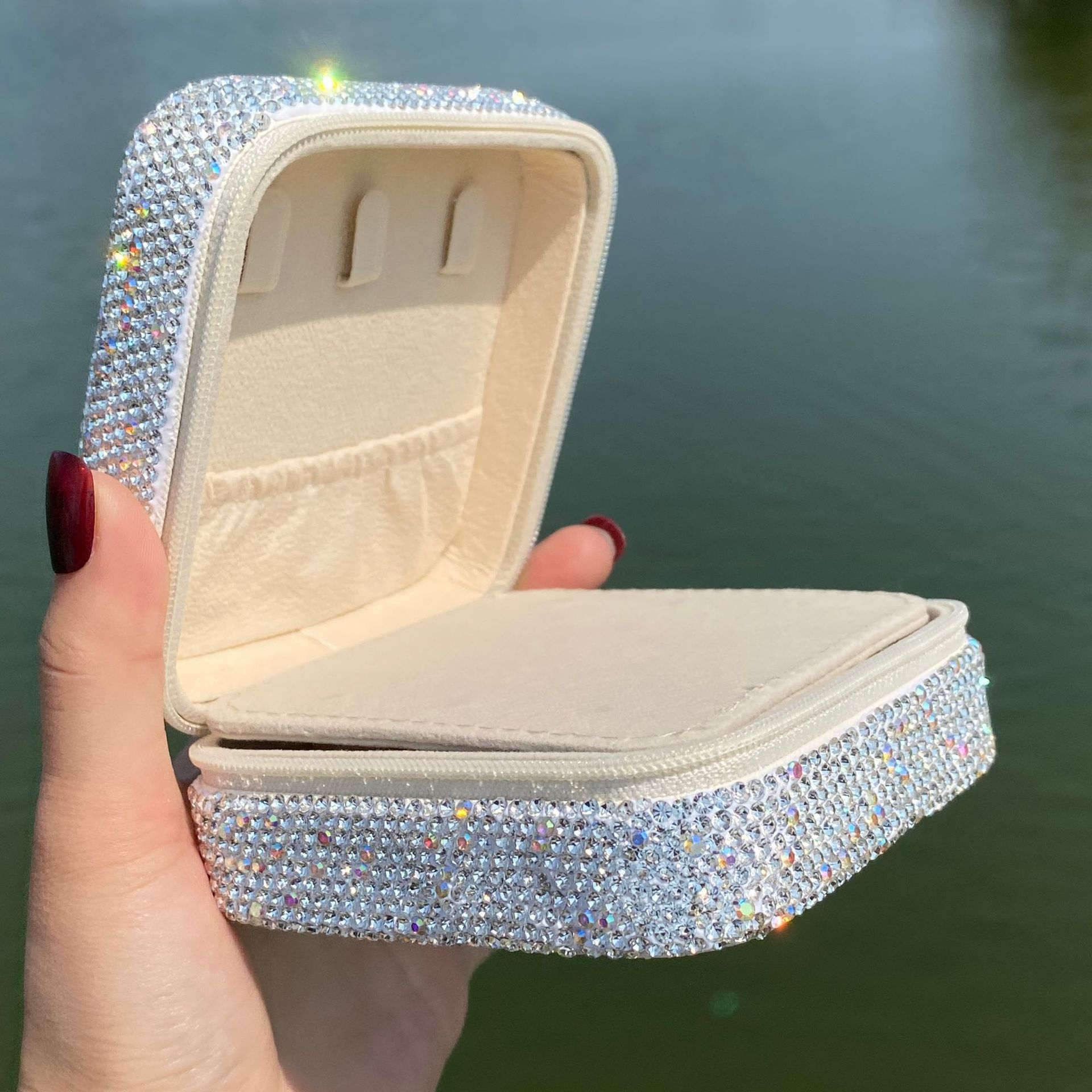 253g Weight Jewelry Boxes Classification Leather Material Glittery, Solid Color Pattern Leather Glittery Solid Color Jewelry Boxes 8