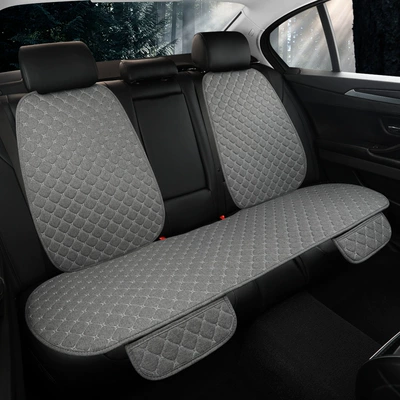 Four Seasons Pad: + backrest three-piece set five-seat cotton - rear-backrest-indifferent-gray-linen