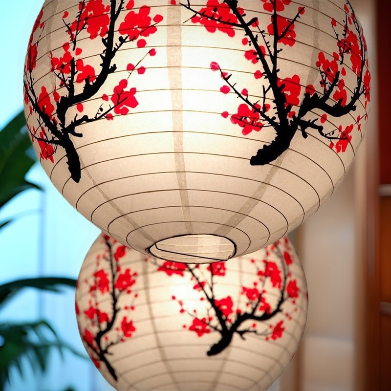 New Year's Lantern Festival Mid-Autumn Festival Spring Festival Paper Lantern Round Decoration Hanging Decoration Red Lantern Small Lantern Shade Festive Chinese Antique