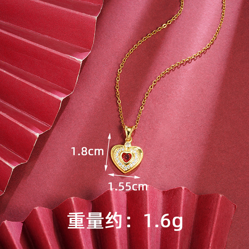 Colgante de oro de arena vietnamita ligero de lujo con diamantes adornos dulces colgante de amor diseño de joyería al por mayor