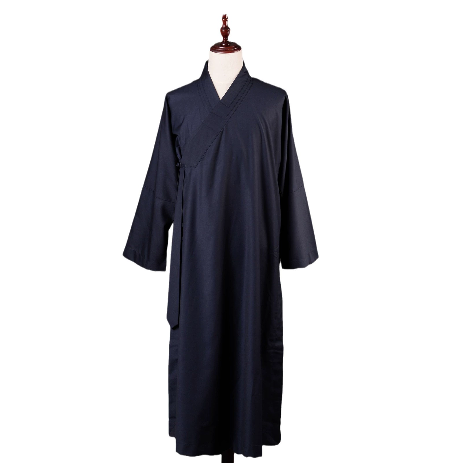 Весна и осень стиль даосское clothing серж Robes даосская одежда даосская одежда мужская и женская наклонный лацкан монахов одежда темно-синий практический костюм одежды