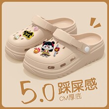 哪吒洞洞鞋女2025新款夏季外穿海边沙滩防滑厚底包头半凉拖鞋女士