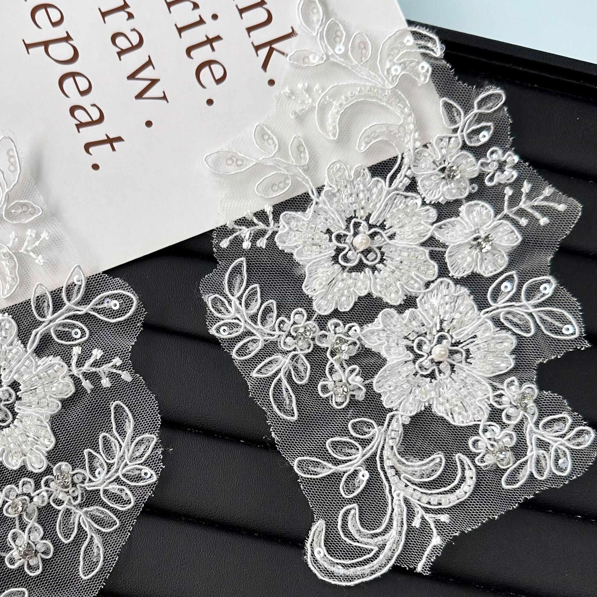 Mayorista encaje blanco estereoscópico pegatinas de ropa cheongsam vestido pegatinas parches accesorios de decoración image 2
