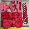 Red headband, hairgrip, set, 16 pieces