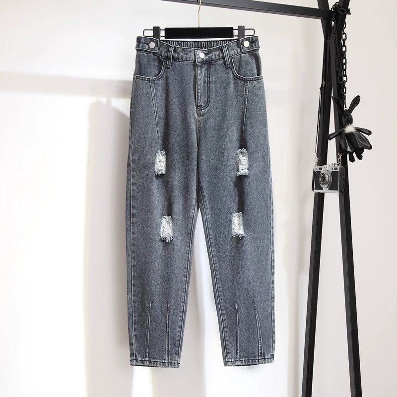 200/300/350 рваные джинсы Jin с девятью точками, очень большие женские осенние брюки из Харлана 2021 года, пухлые брюки для девочек