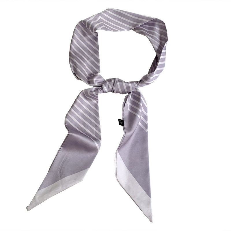 Pañuelo de seda de satén Pañuelo de seda de tira larga para mujer, nuevo estilo de verano, bolso atado, cinta, todo fósforo, bufanda pequeña, pañuelo para el cabello, cinturón para el cabello