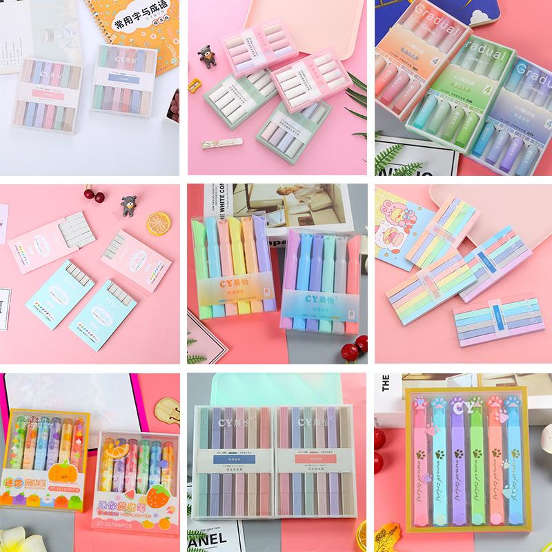 Resaltador de color de alto valor, cabeza redonda, cabeza oblicua, negrita, marcador para estudiantes de gran capacidad, marcador para cuentas a mano