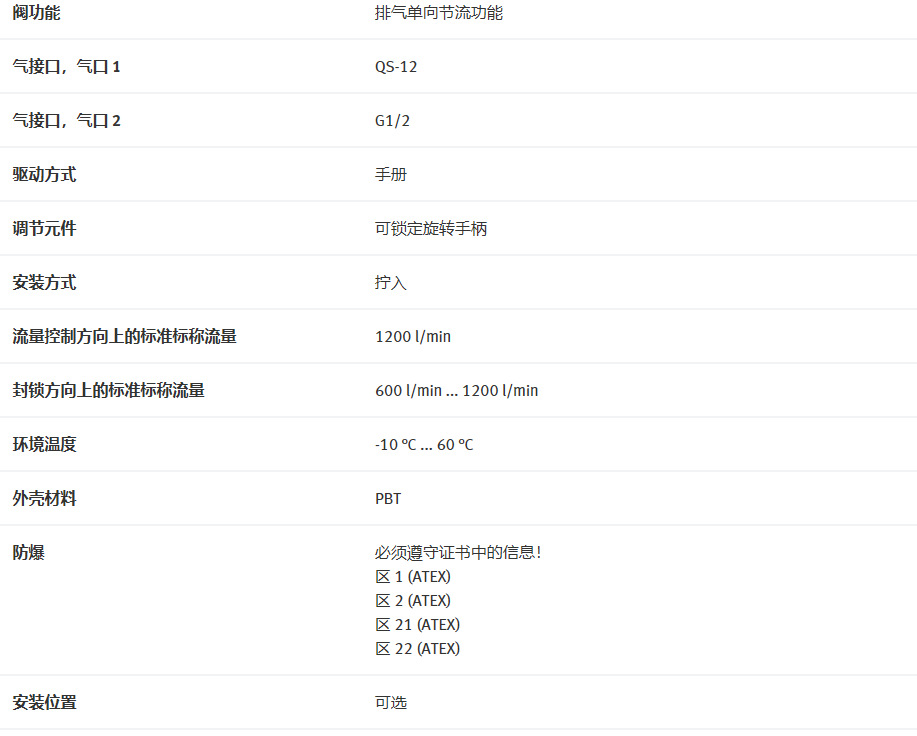 费斯托 FESTO	8157626  单向节流阀  VFOE-LS-T-R18-Q8-F1A