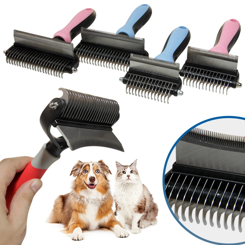 Расческа двойного назначения для домашних животных, двусторонняя расческа, расческа для шутарного открытия узлов и плавающая шерсть, принадлежности для ухода за собаками и чистка домашних животных