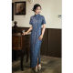 Vintage Chinese Style 2025 Classic Cheongsam Performance Tea Art Slimming Long Cheongsam Double Layer Traditional Cheongsam