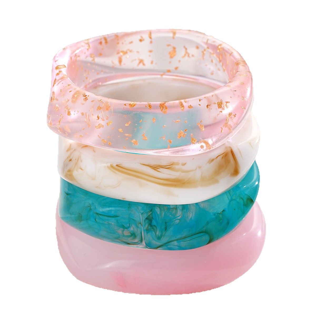Han Zhi Shang Europa y los Estados Unidos transfronterizos pulsera de borde ancho personalidad femenina diseño exagerado pulsera de color lujoso ligero joyería de resina de moda