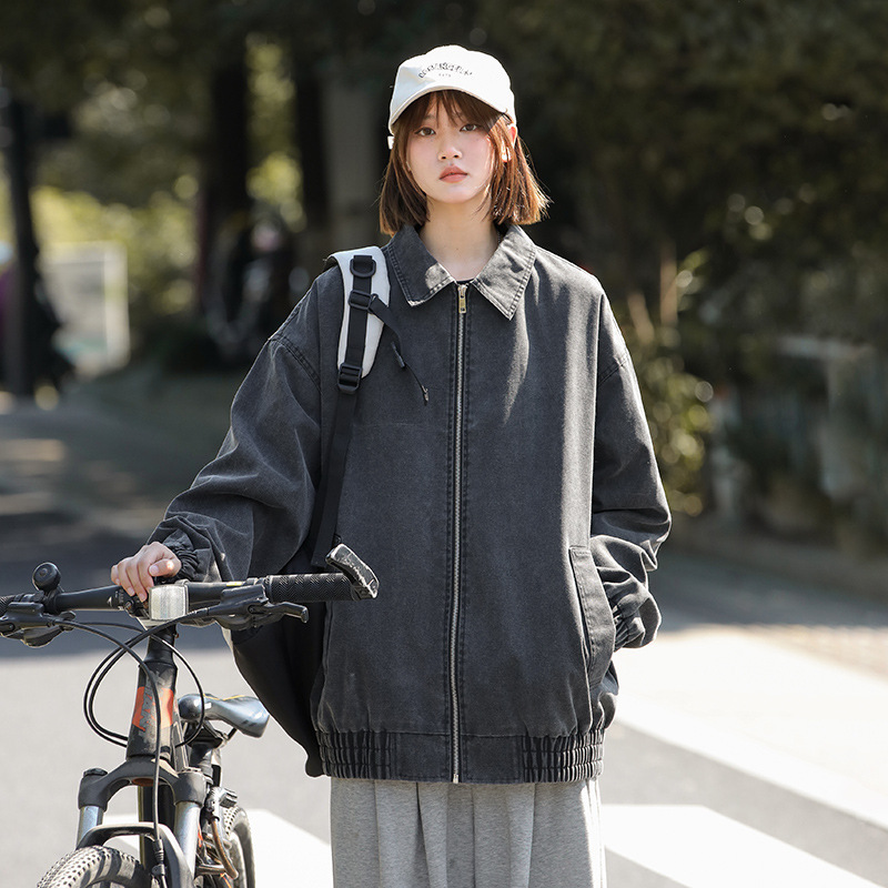 Jack's Men's Clothing Kaha Jacket Men's Retro Washed Lapel Jacket Men's and Women's Trendy Brand Loose Simple Versatile Jack's Men's Clothing Kaha Jacket Men's Retro Washed Lapel Jacket Men's and Women's Trendy Brand Loose Simple Versatile