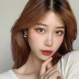 2022年新款月亮韩国温柔似水珍珠耳环女百搭左右耳镶钻耳钉耳饰