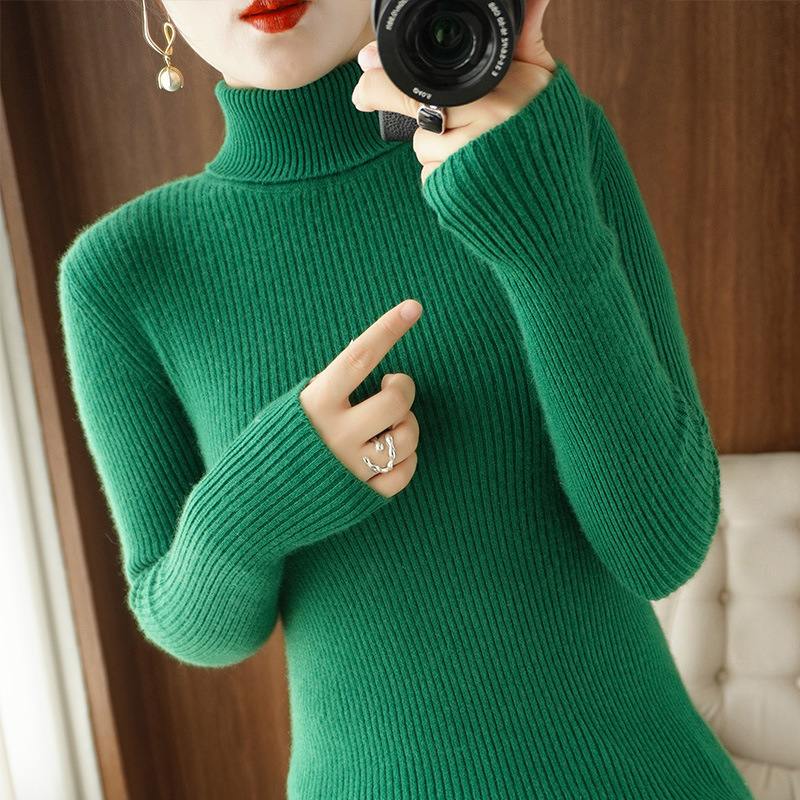 Elegant and Elegant High Neck Base Shirt Women's Autumn and Winter Interior Slim-fit New Stylish Knitted Long-sleeved Thickened Tight Sweater