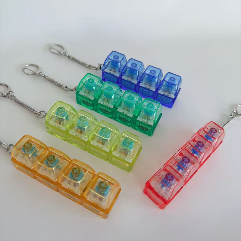 Cross-Border 4-Key Decompression Button Tester Keychain Pendant Fingertip Press Decompression Luminous Toy Fingertip Button