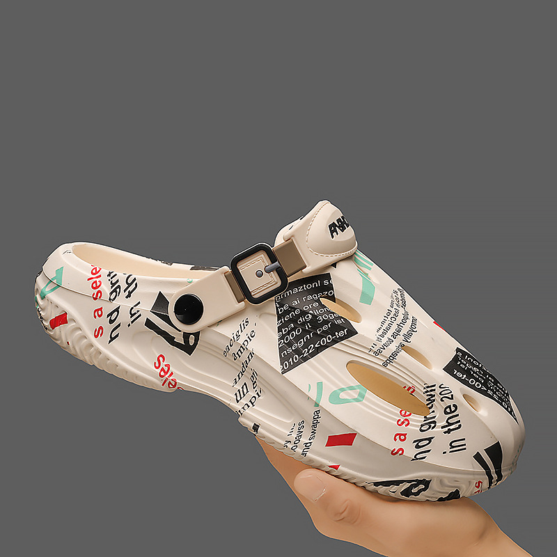 Zapatos con agujeros para hombres en verano, medias pantuflas, pisando mierda, sandalias Baotou de doble uso, sandalias deportivas antideslizantes y desodorantes, sandalias de playa deportivas