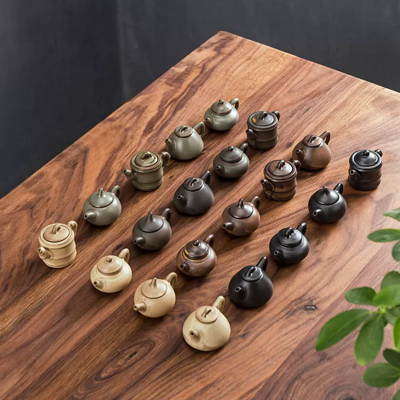 窑变迷你小茶壶可养玩指尖壶茶宠袖珍茶玩功夫茶具家居摆件把把壶