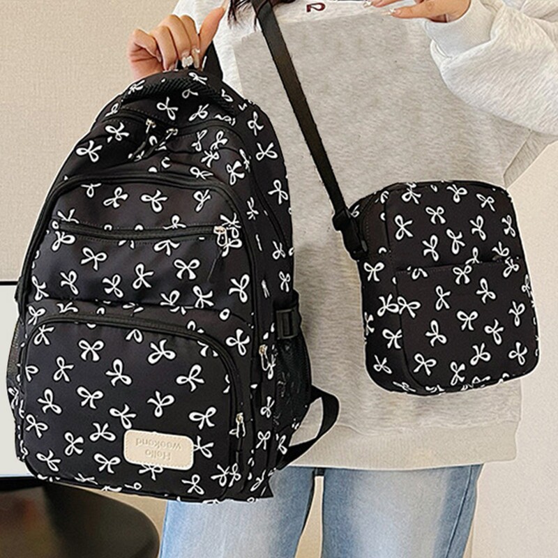Three-Piece Set Bag for Junior High School Girls, College Students, Japanese Style Ins Large-Capacity Backpack, Travel Lightweight Backpack Trend