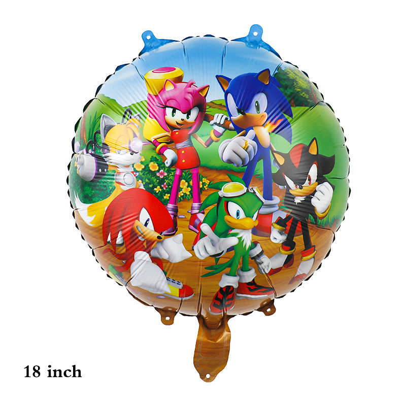 Nuevo globo de aluminio transfronterizo Sonic Hedgehog globo de cumpleaños redondo de dibujos animados globo de papel de aluminio al por mayor