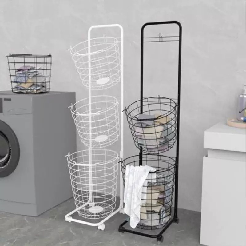 ランドリーバスケットバケツ汚れた衣類バスケット家庭用フレームバスルーム衣類汚れた衣類ラック収納バスケット鉄多層収納|undefined