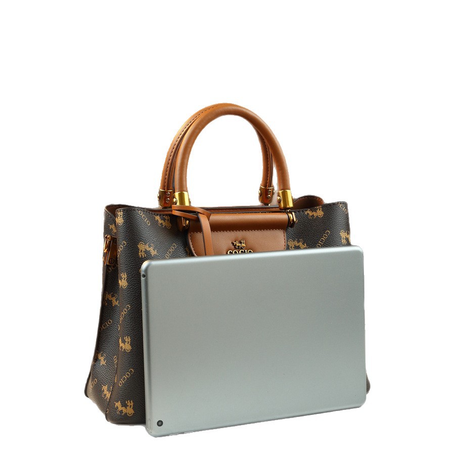 Dames draagtas met grote capaciteit, veelzijdige schoudertas/crossbodytas, stijlvolle en verfijnde PU-leren werktas met meerdere compartimenten en ritssluiting._voghion.com