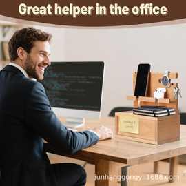 跨境木质太阳镜手表收纳架桌面手机充电置物架懒人耳机置物架