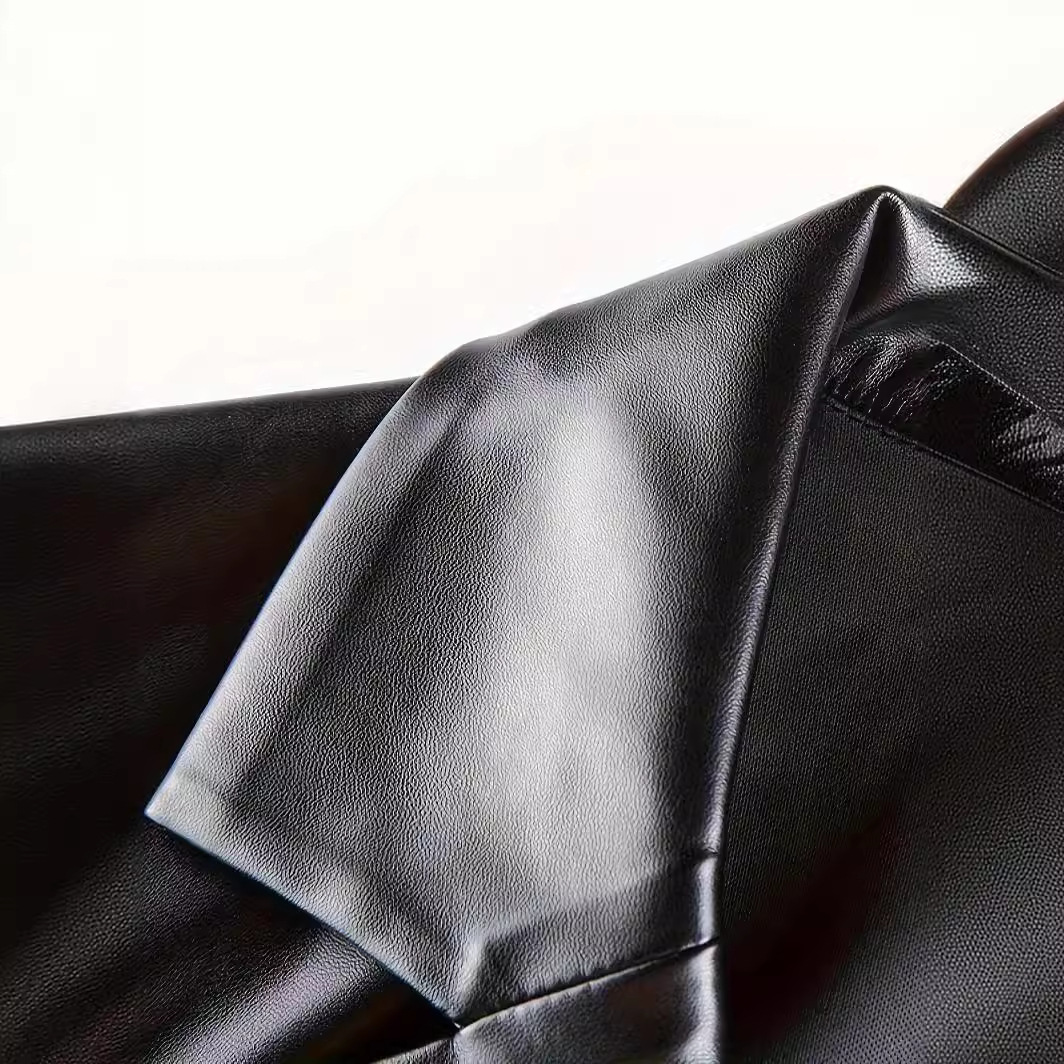 Primavera y otoño nueva moda moda damas manga larga suelta elegante chaqueta de traje PU mujer