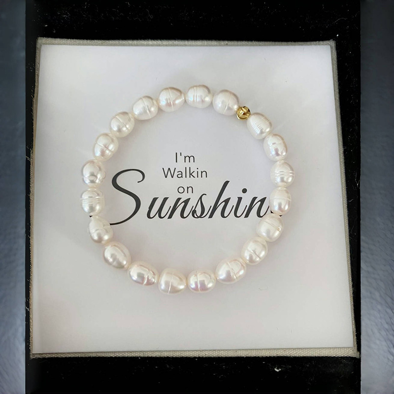 담수진주 팔찌 스몰 골드 비즈-화이트